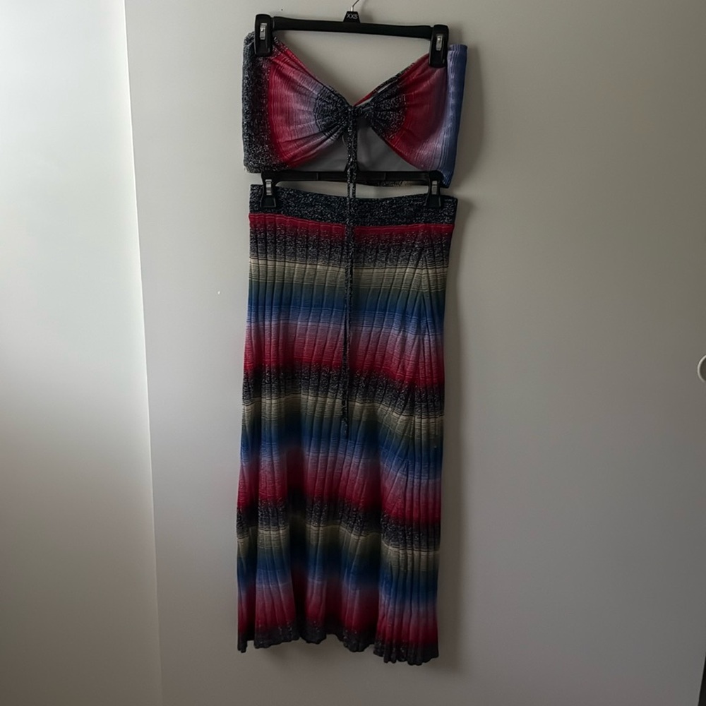 Zara multicolored bralette and midi skirt set